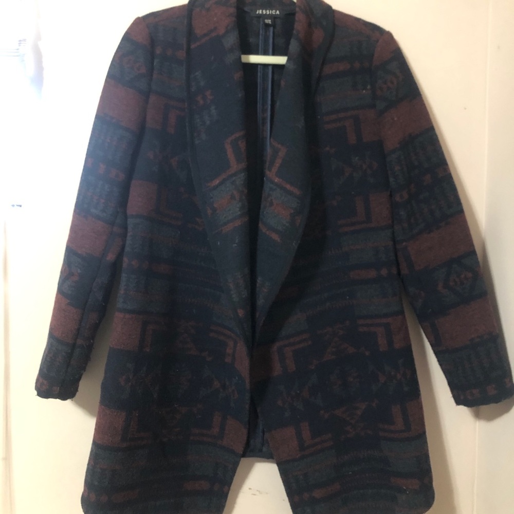 Open Sweater-Jacket Aztec Print
